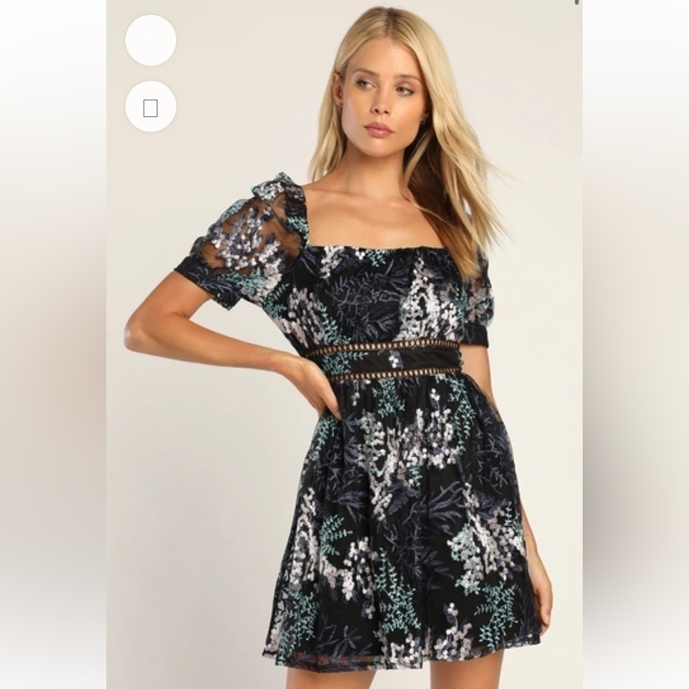 LULUS NWT Radiant Love embroidered mini dress